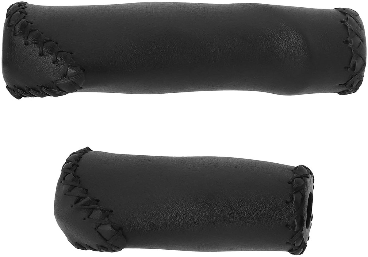 Dailygoods- Fietsgrips Retro - PU-leer - 135mm/94mm - Geschikt voor 22mm Fietsstuur - Comfortabele Grip - Duurzaam - Fietshandvatten