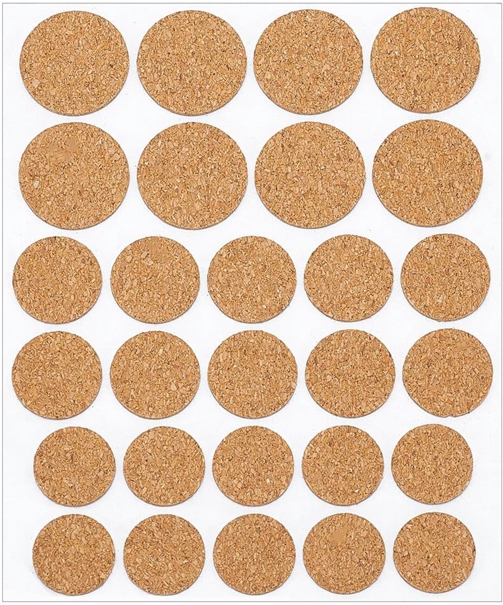 Dailygoods- Kurkpads 560 Stuks - Zelfklevende Meubelpads - 20 Vellen - Maten 18/20/25 mm - Kurkbeschermschijven - Voor Kastdeuren/Tafels/Stoelen