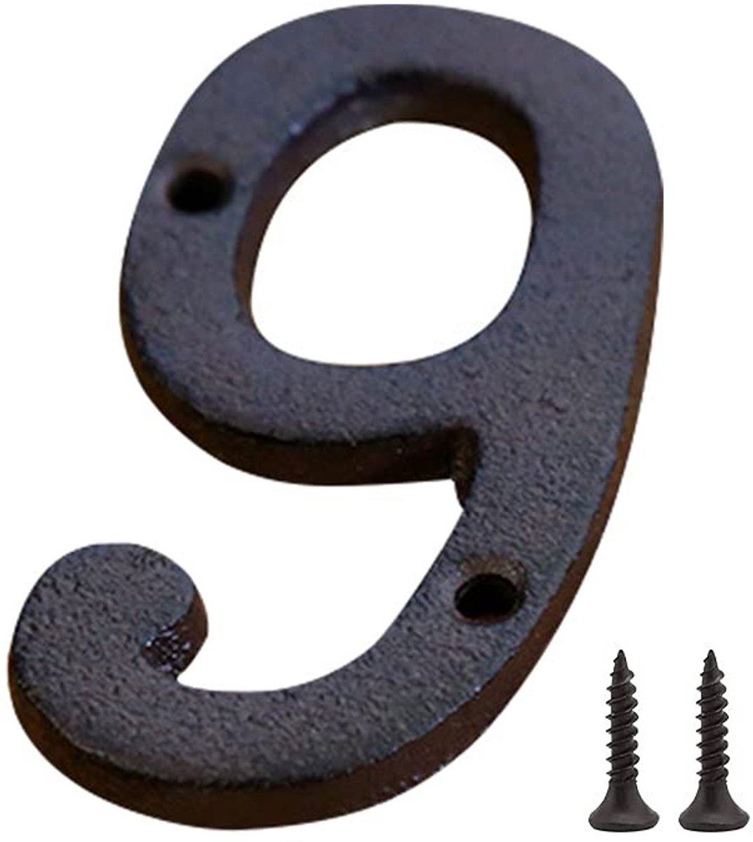 Dailygoods - Retro Iron Numbers Rustic Cast Iron Home Address Number Small Metal Numbers Wrought Signs for Home, Street, Door, Mailbox, Fence (number 9)