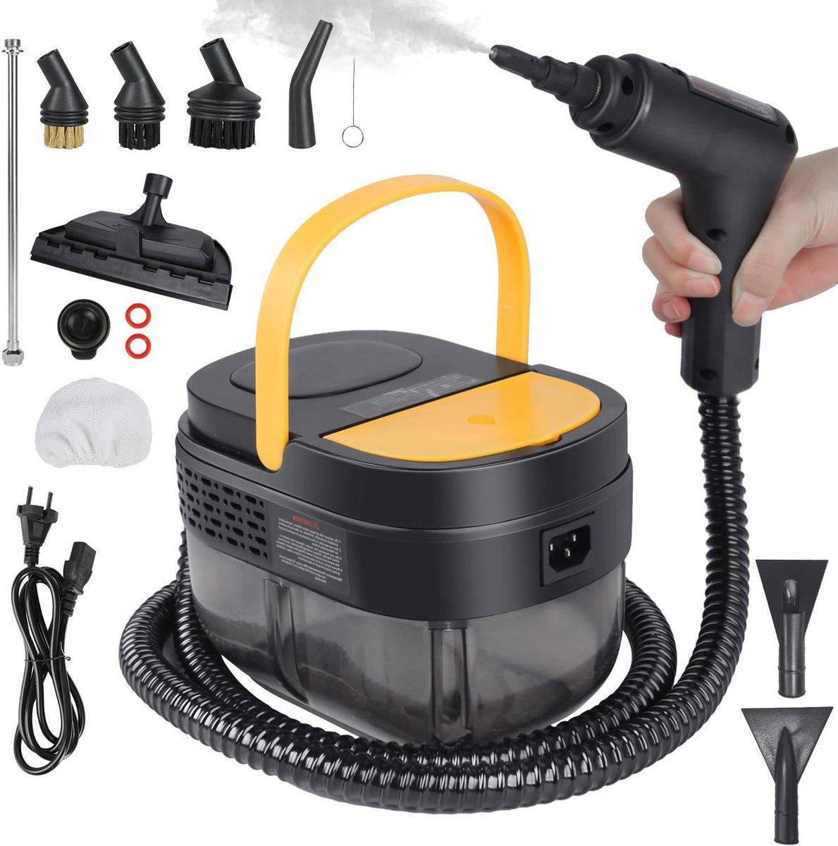 Handstoomreiniger - Stoomapparaat - Diepgaande reiniging - Hogedruk stoomstraal - 1600 ml tank - Geel