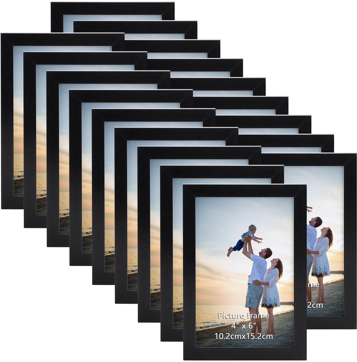 Fotolijst, 10 x 15 cm, set van 18, voor muur en tafel, geschikt voor gebruik in kantoren en woningen, zwart