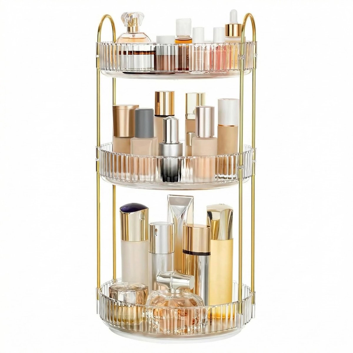 Make-up organizer, draaibaar, make-uptafel-organizer, rond, badkamerorganizer, parfumrek, beauty-organizer, cosmetica-organizer voor cosmetica, Skincare parfum (3 lagen, transparant)