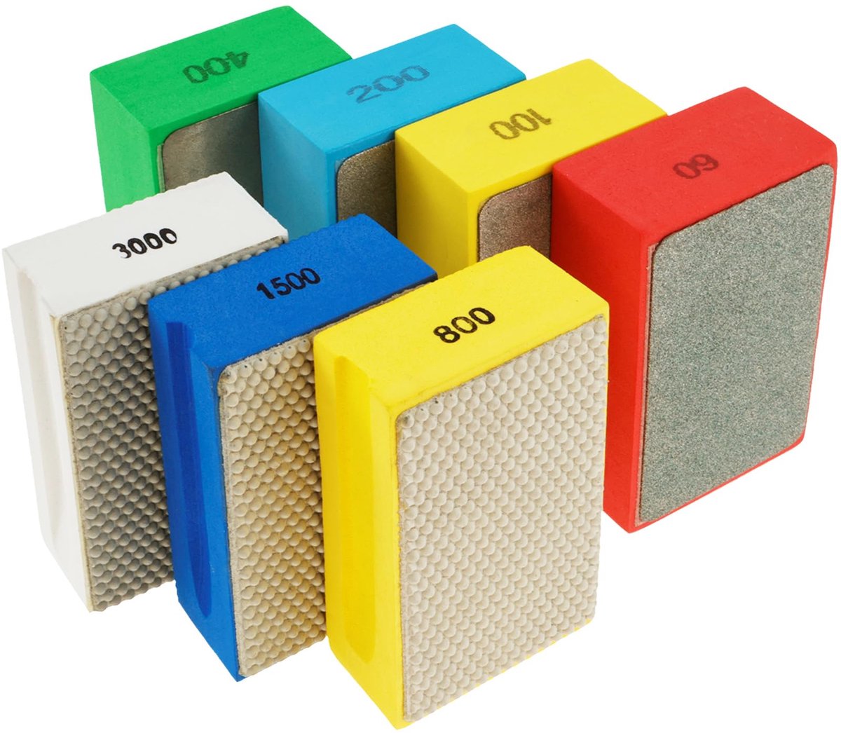 Diamant Polijstpads Set - Schuurblok Spons Kit - Oppervlakken Glad Maken - 7 Verschillende Grits