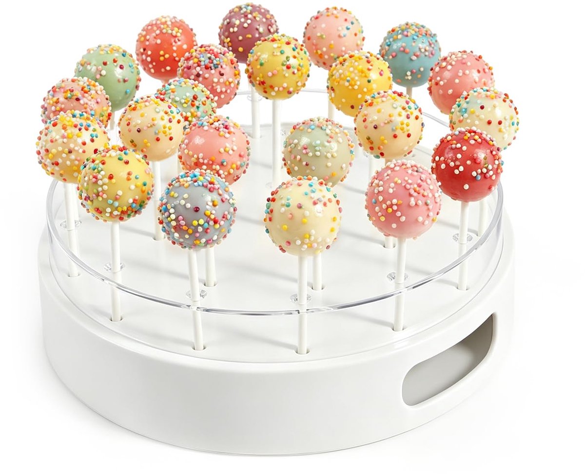 Popstandaard met 22 gaten, ronde cakepop-standaard, diameter 21 cm, snoepbar voor cake pops, houder voor het versieren en presenteren van cake pops, perfect voor kinderverjaardag, dessert