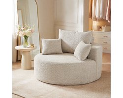 OKWISH Fauteuil - 1-Zits Met Geen Montage Nodig & Extra Rugkussen - Voor Woonkamer Of Slaapkamer - Chenille - Khaki