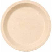 Humbert Assiettes de fête - assiettes à pâtisserie - en carton de bois pressé - 10x - beige - rond - Dia 21 cm - assiettes de fête - vaisselle jetable
