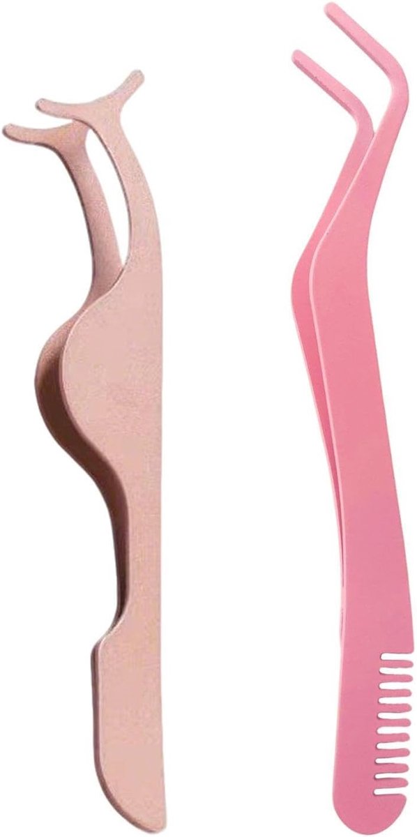2 Speciale Pincet Voor Valse Wimpers, Speciale Roestvrijstalen Wenkbrauwclips, Handige Clips Voor Het Verwijderen Van Valse Wimpers, Schoonheidshulpmiddelen (Rose Goud, Roze).