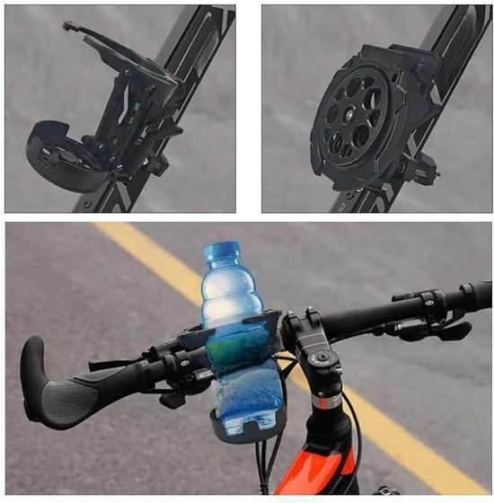 Bidonhouder - Universele, verstelbare bekerhouder - Geschikt voor bidons, drinkflessen en babyflessen - Geschikt voor motorfietsen, fietsen, mountainbikes, kinderwagens en rolstoelen - Zwart, 14 x 9,8 x 10,8 cm — afbeelding 4