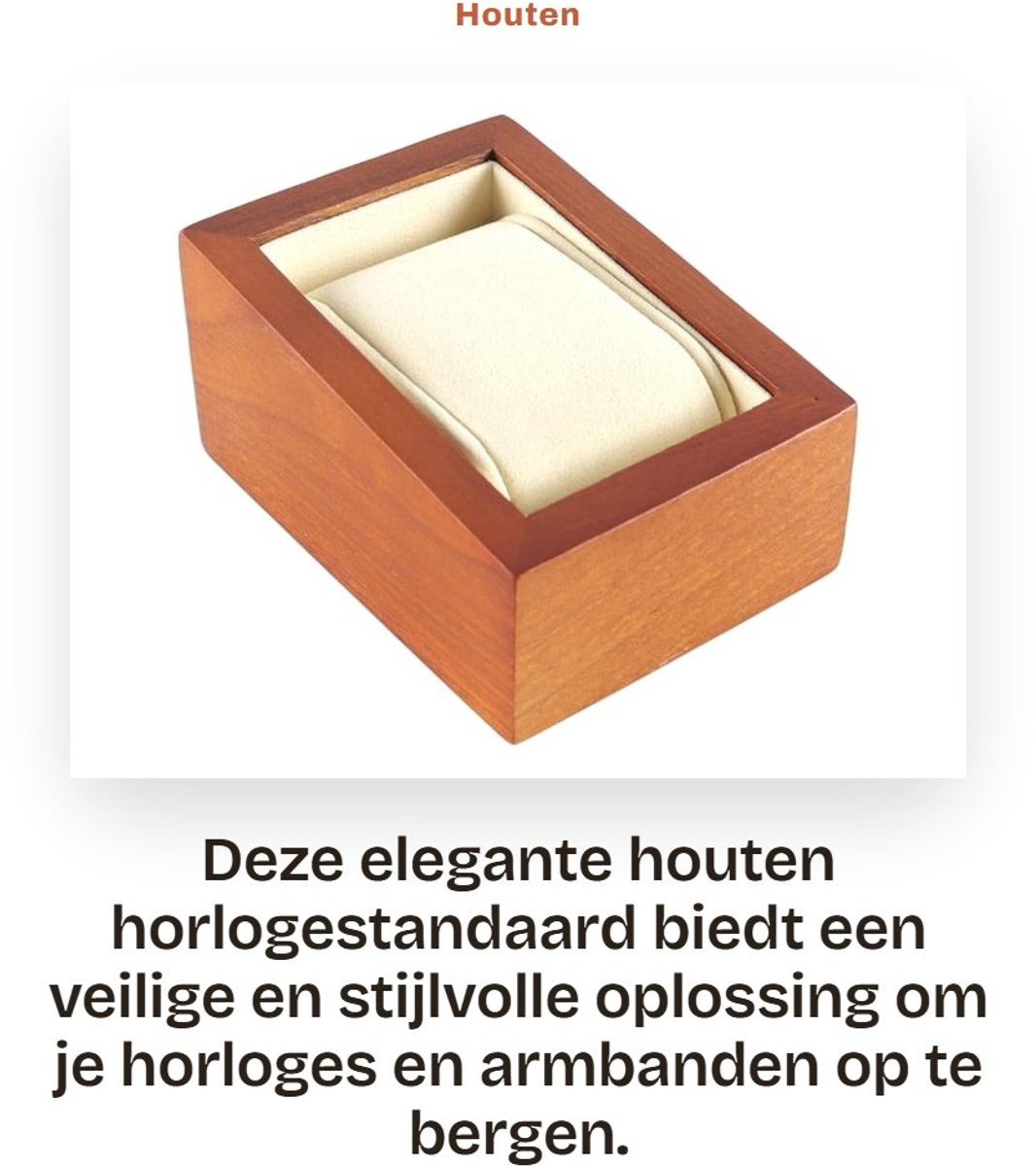 Dailygoods- Horlogestandaard Houten Basis - Compacte Horloge Houder - Sieradendisplay - Opbergruimte 7 x 9,5 x 4,8 cm - Microvezelkussens - Duurzaam en Elegant - Horlogehouder
