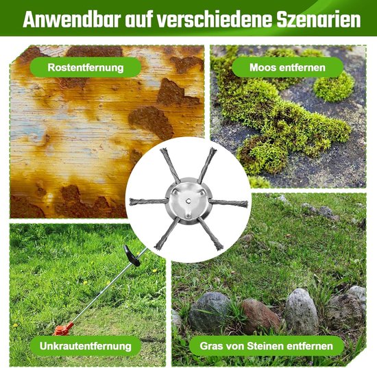 2 stuks onkruidborstel voor bosmaaier, onkruidborstel voor grastrimmer, bosmaaier accessoires, grastrimmerkop, wildkruidborstel Alleen voor snijwielmachines met een bladopening van 5 mm (6 kop — afbeelding 5
