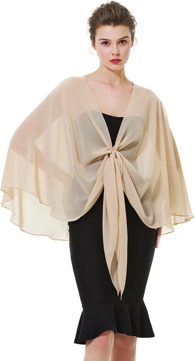 Chiffon Sjaal Stola Dames Bruiloft Partij Elegant Scarves voor Bruidsjurk Avondjurk Baljurk Strandjurk Bruidsjurk Avondjurk Feestelijk