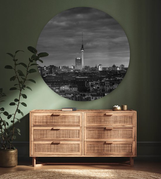 WallCircle® Wandcirkel 140x140 cm - Muurcirkel Stad - Berlijn - Urban - Muurdecoratie woonkamer - Wanddecoratie slaapkamer - Kamer decoratie accessoires - Ronde schilderijen