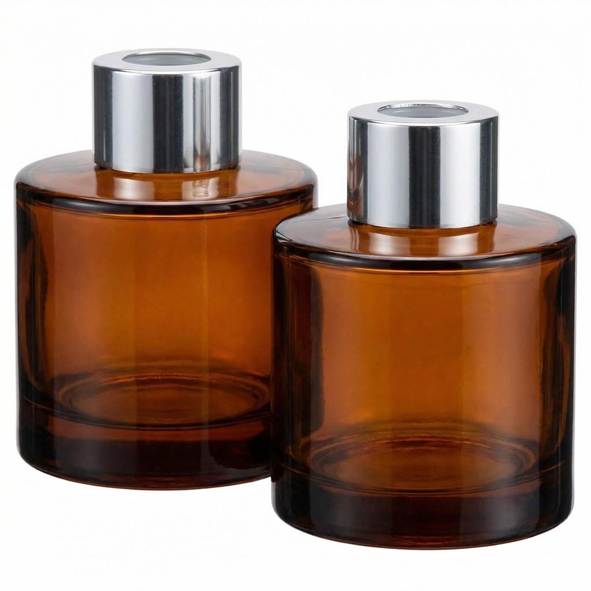 Dailygoods- Amberglazen Diffuser Set van 2 - Geurverspreider - Geuraccessoires - 50 ml - Zware Bodem - Geschikt voor Etherische Oliën