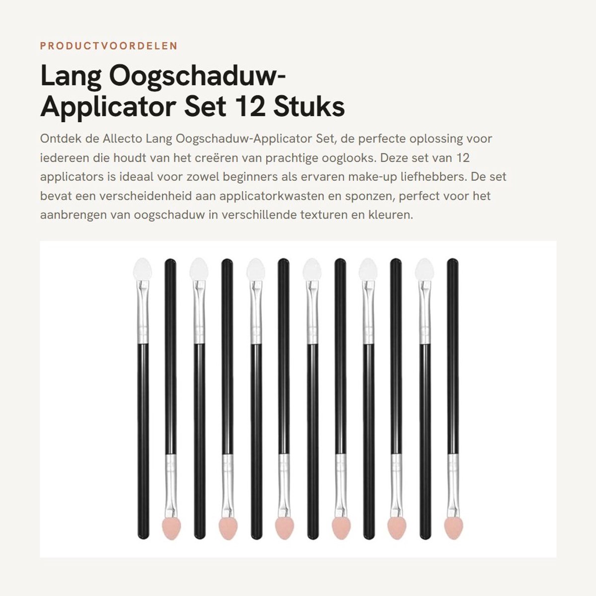 Dailygoods- Oogschaduw Applicator Lang - 12 Stuks - Dubbelzijdig - Spons/Applicatorkwast - Dual Color - Comfortabele Grip - Make-up Applicator