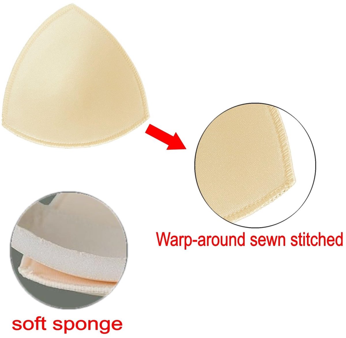 Dailygoods- Beha-pads 4 Paar - Driehoekige Inzetstukken - Schuimversterker - Sportcups - Ademend - Machinewasbaar - Borstpads