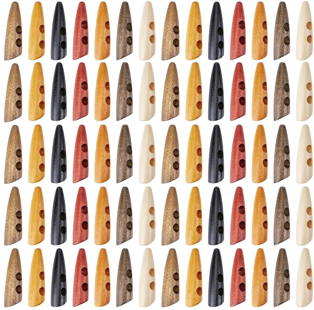 Dailygoods - Set van 70 Houten Knoppen in Diverse Kleuren voor Naaien