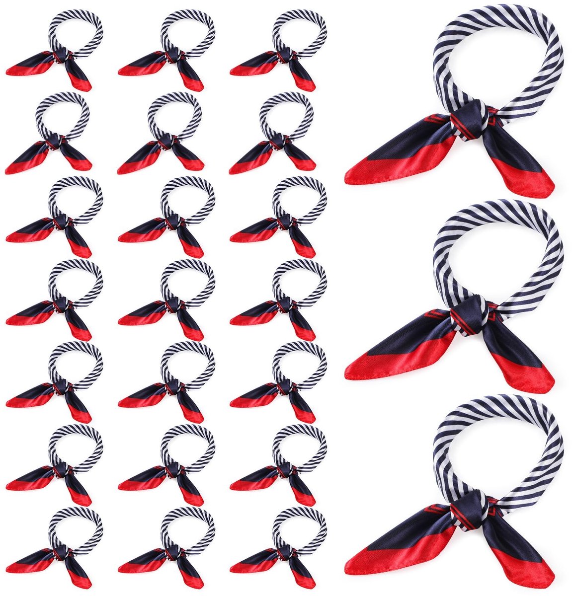 Dailygoods- Halsdoeken 24 stuks - Nautische Sjaals - Imitatiezijde - Vierkant 50x50 cm - Geschikt voor Dames - Elegante Cadeaukeuze