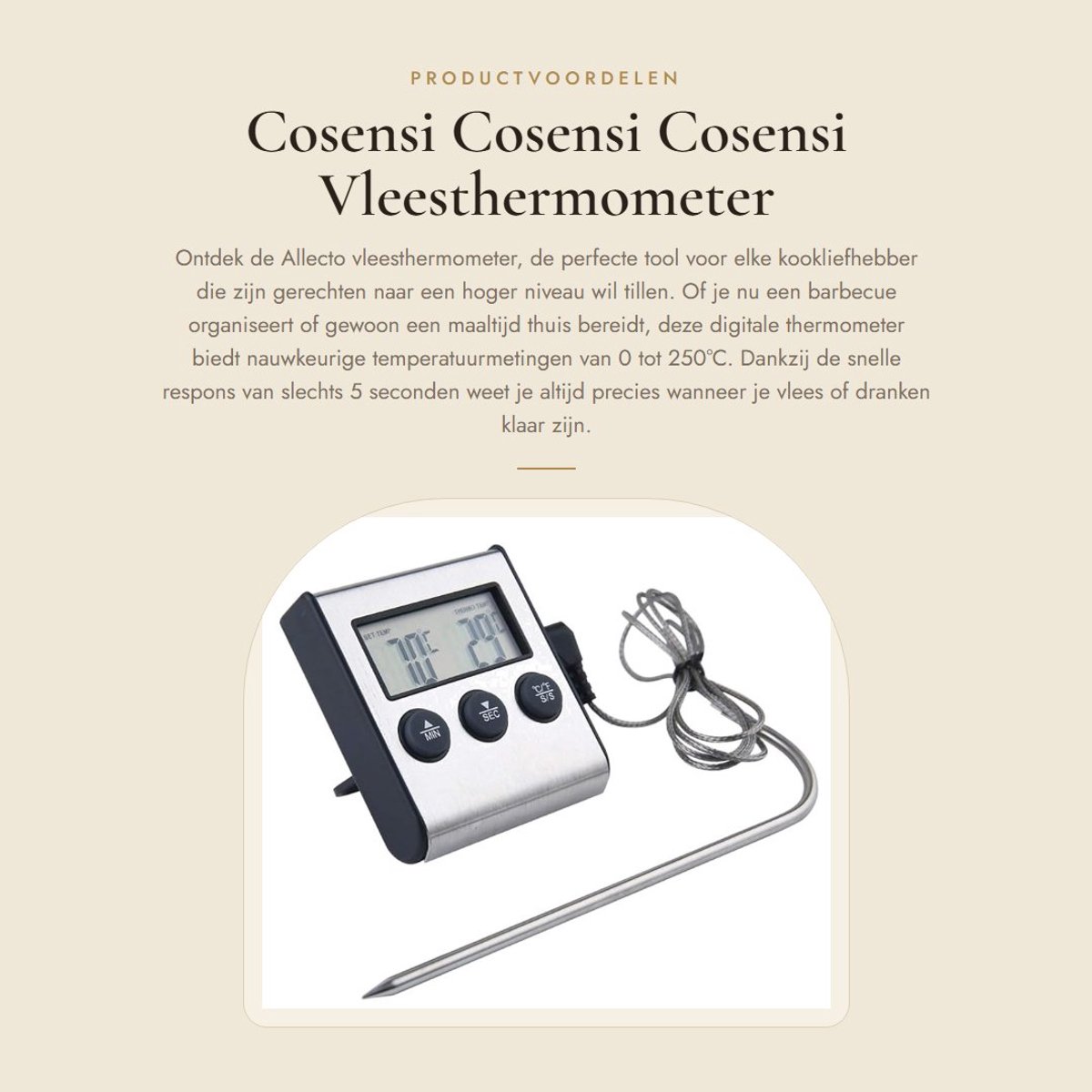 Dailygoods - vlees thermometer met probe - BBQ thermometer - digitale vlees thermometer - instant read thermometer - voor koken en grillen