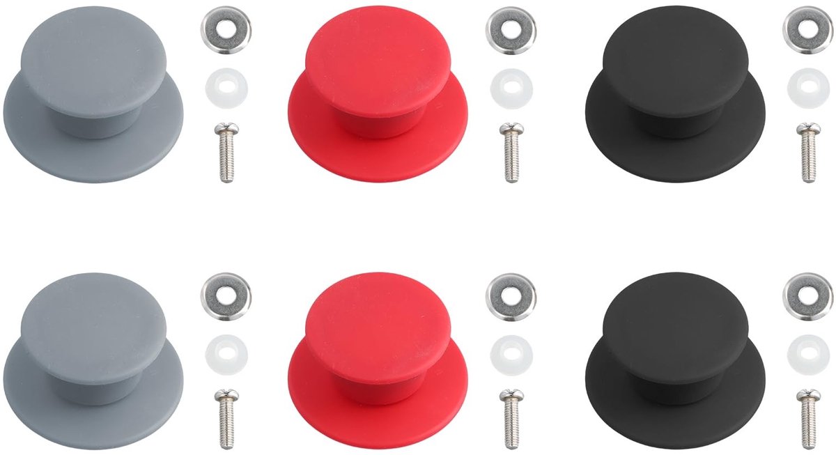 Dailygoods - 6 stuks universele pannendekselknoppen, hittebestendig, van siliconen, met schroeven, eenvoudig te installeren, voor potten, pannen, potten en deksels