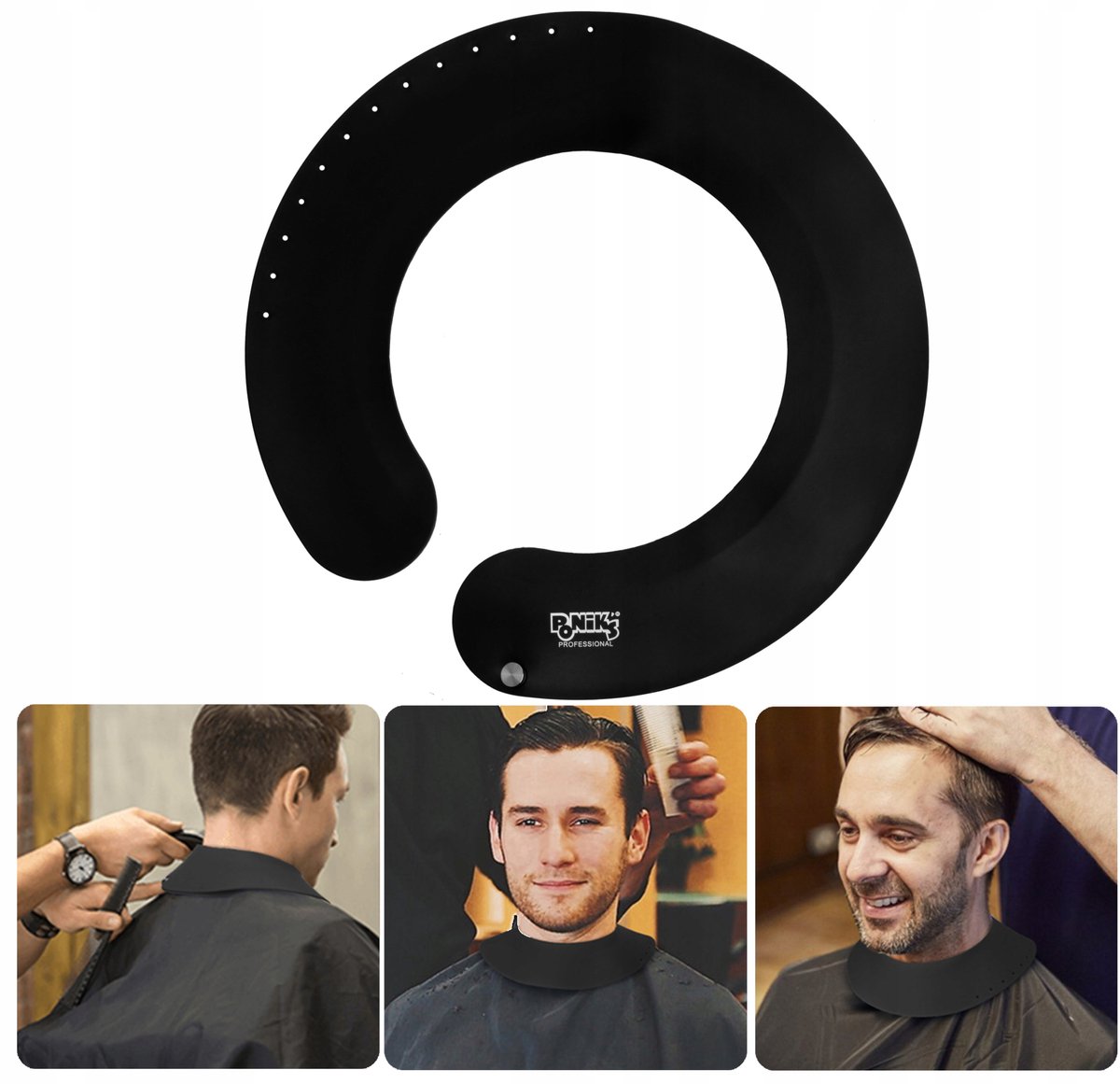 Poniks Beschermende Kapperskraag - Siliconen Nekkraag voor Haar Knippen - Zwart Barbersmodel