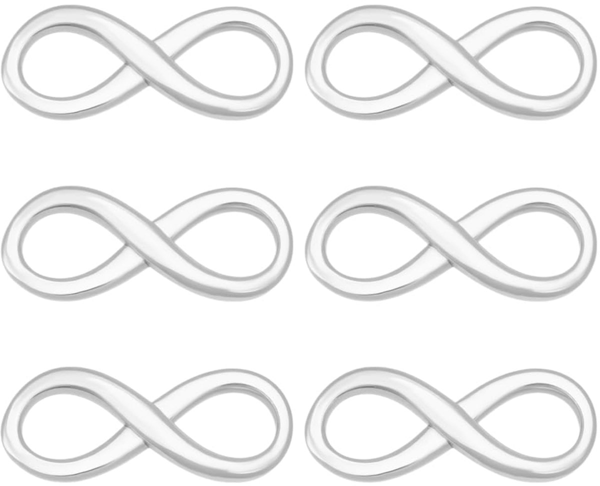 PandaHall 6 stuks oneindigheidssymbool hangers van 925 sterling zilver, Infinity Linking Bedelverbinder voor het maken van halskettingen en sieraden voor vrouwen, platina, 12 x 5 mm