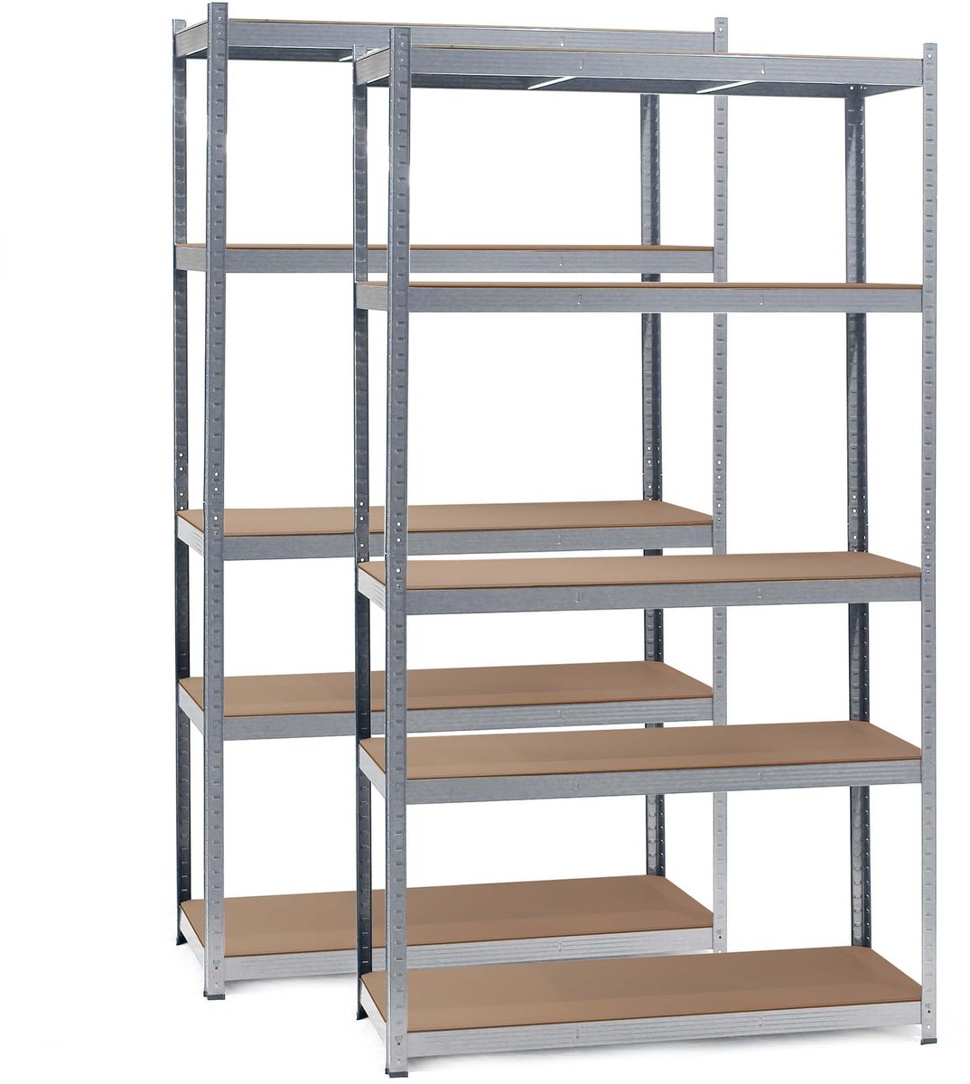 2x magazijnrek verzinkt 100x50x200 cm, draaglast 200 kg per plank stellingkast 5 planken