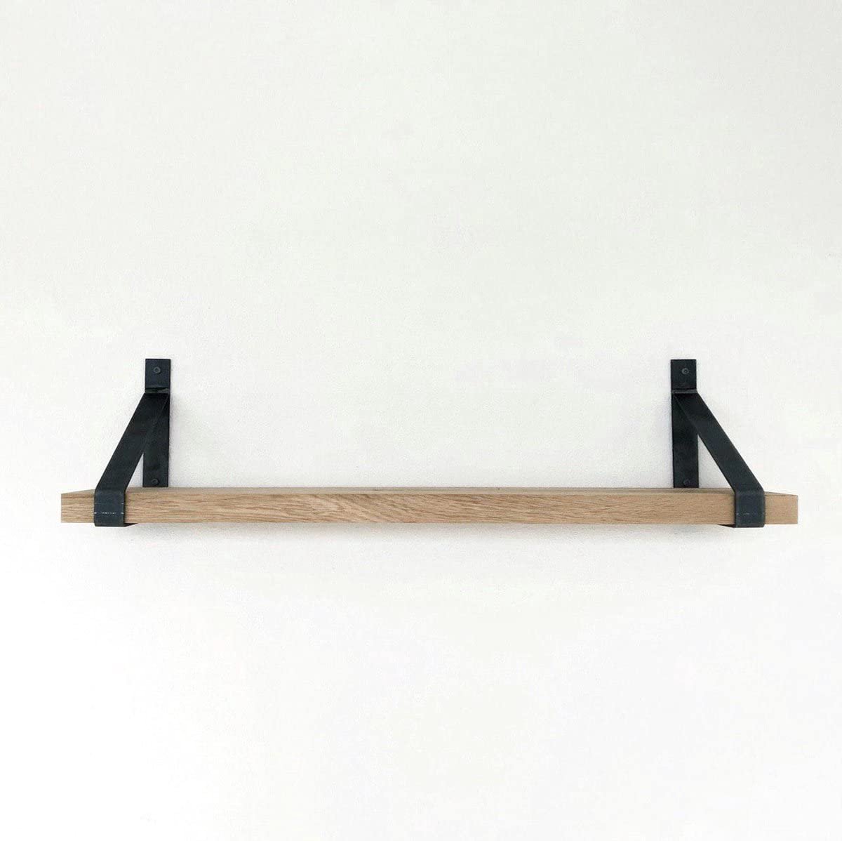 Eiken Wandplank - 120x25 cm - Industriele Plankdragers - Staal - Zonder Coating