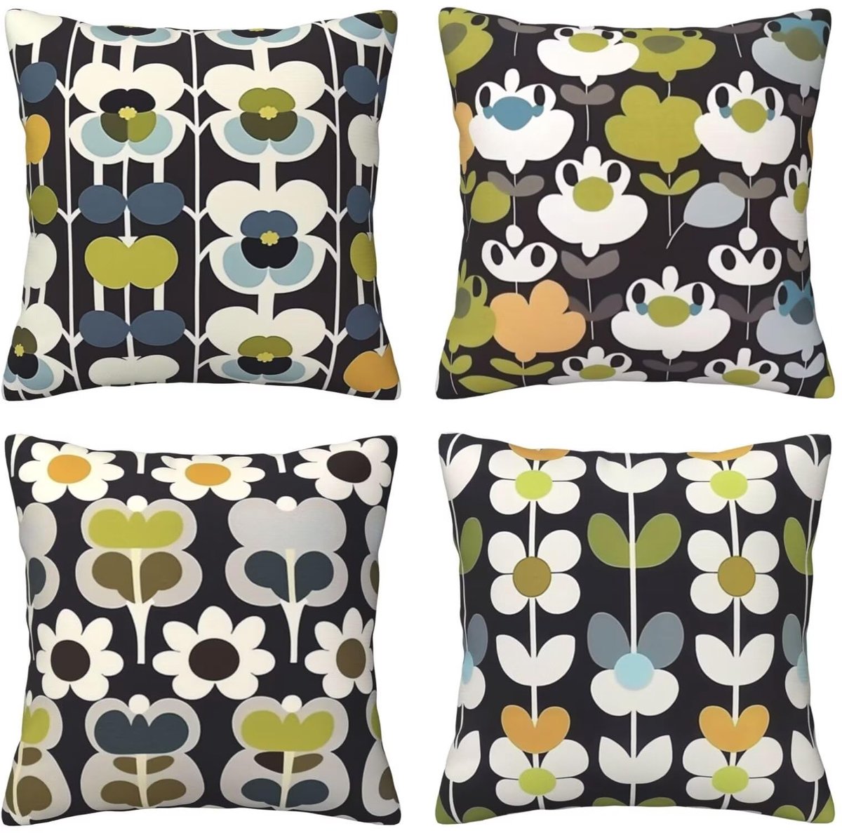 Set van 4 kussenslopen, 65 x 65 cm, eenvoudige bloemenbladeren, kussenslopen, fluweel, zacht, groot, ademend, dubbelzijdig, bankkussen, vierkant, decoratie voor huis, woonkamer, bank, stoel