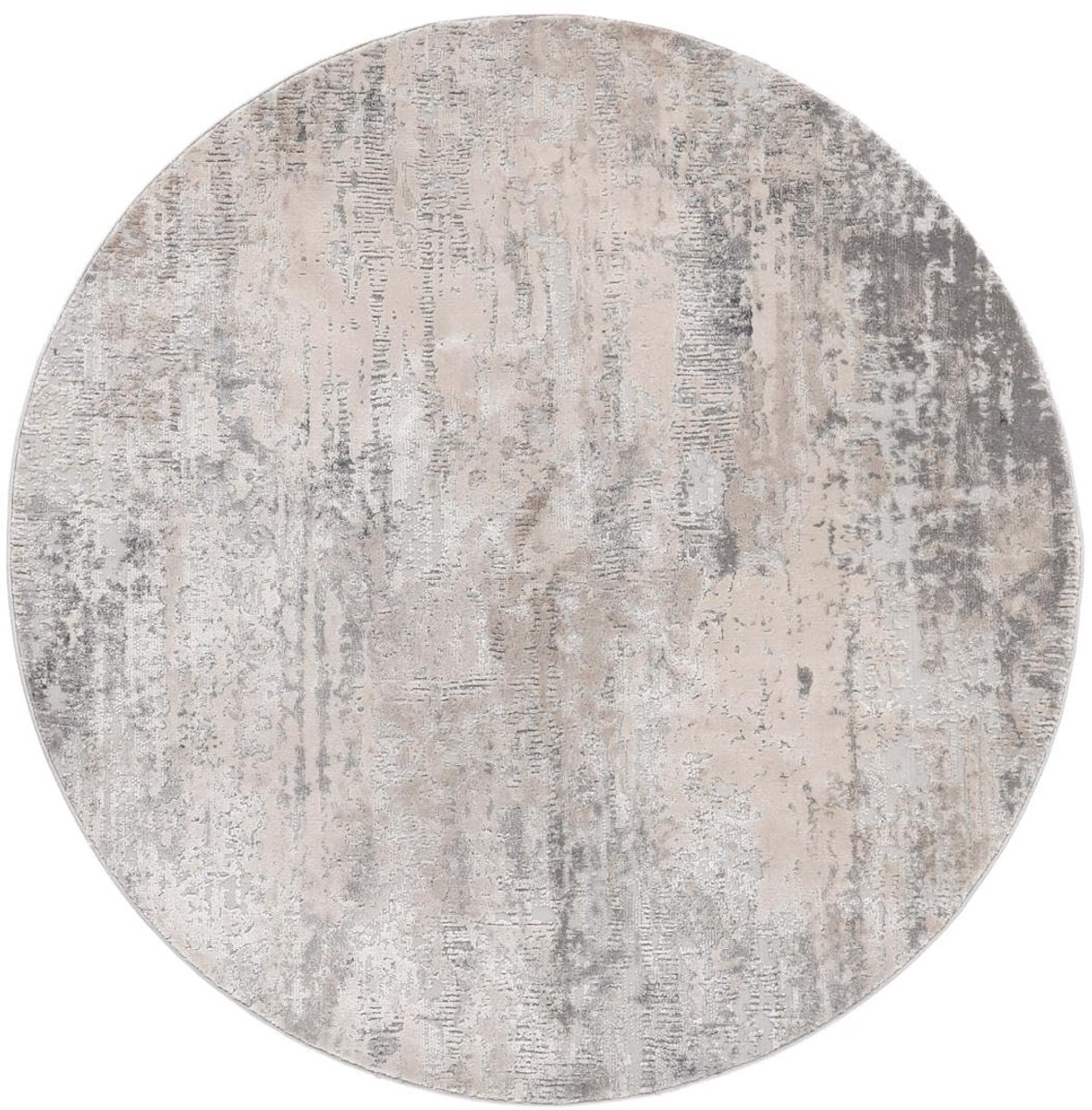 Ritz, Vloerkleed, Vintage, Ø 150 cm, Rond, Middelpolig, Woonkamer, Eetkamer, Slaapkamer, Keuken, Hal, Alleen chemisch reinigen, oeko_tex_100, Licht Grijs