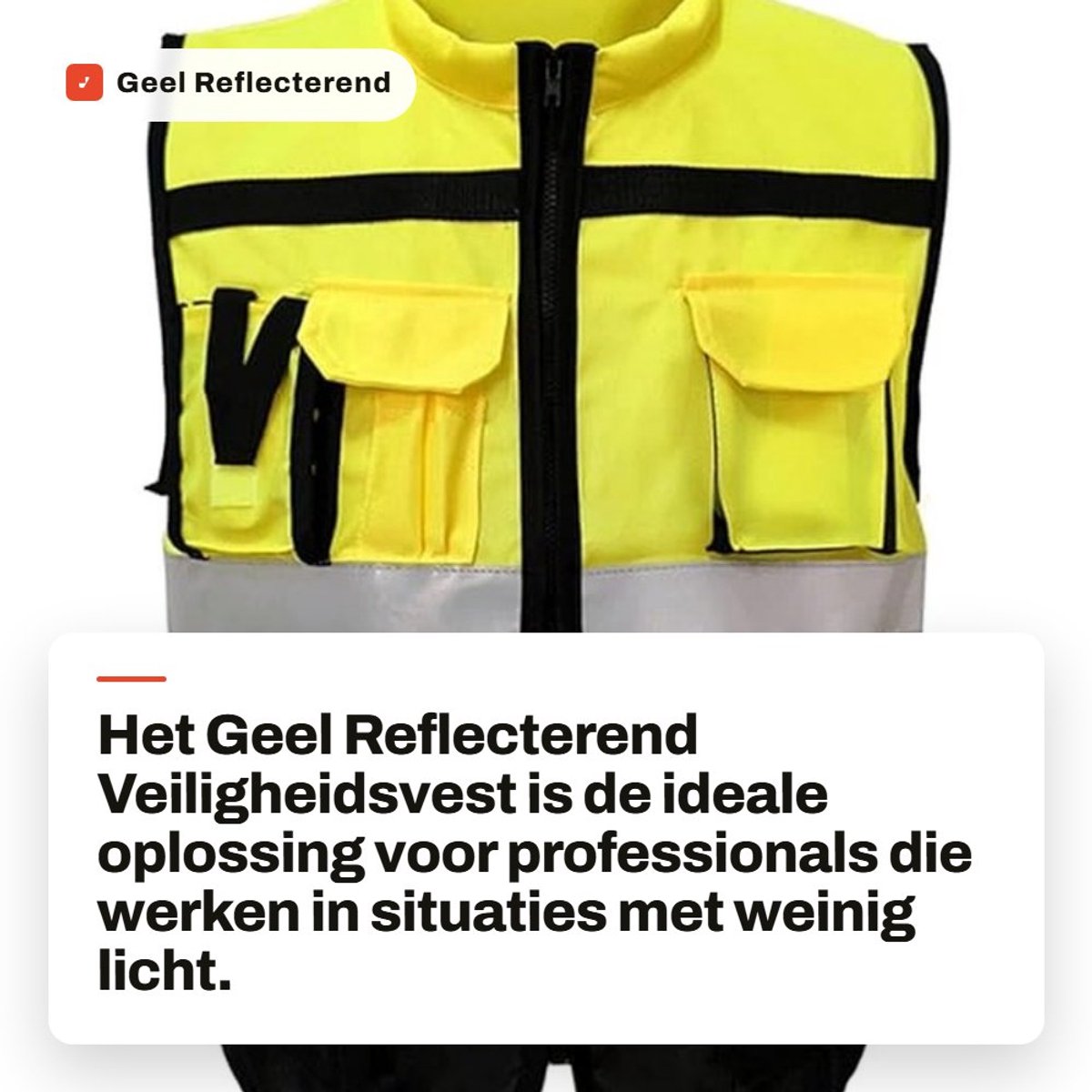 Dailygoods- Veiligheidsvest Hoge Zichtbaarheid - Reflecterend Vest - Veiligheidsvest met Rits - Driedimensionale Zak - Zachte Kraag - Comfortabel Ontwerp - Veiligheidskleding