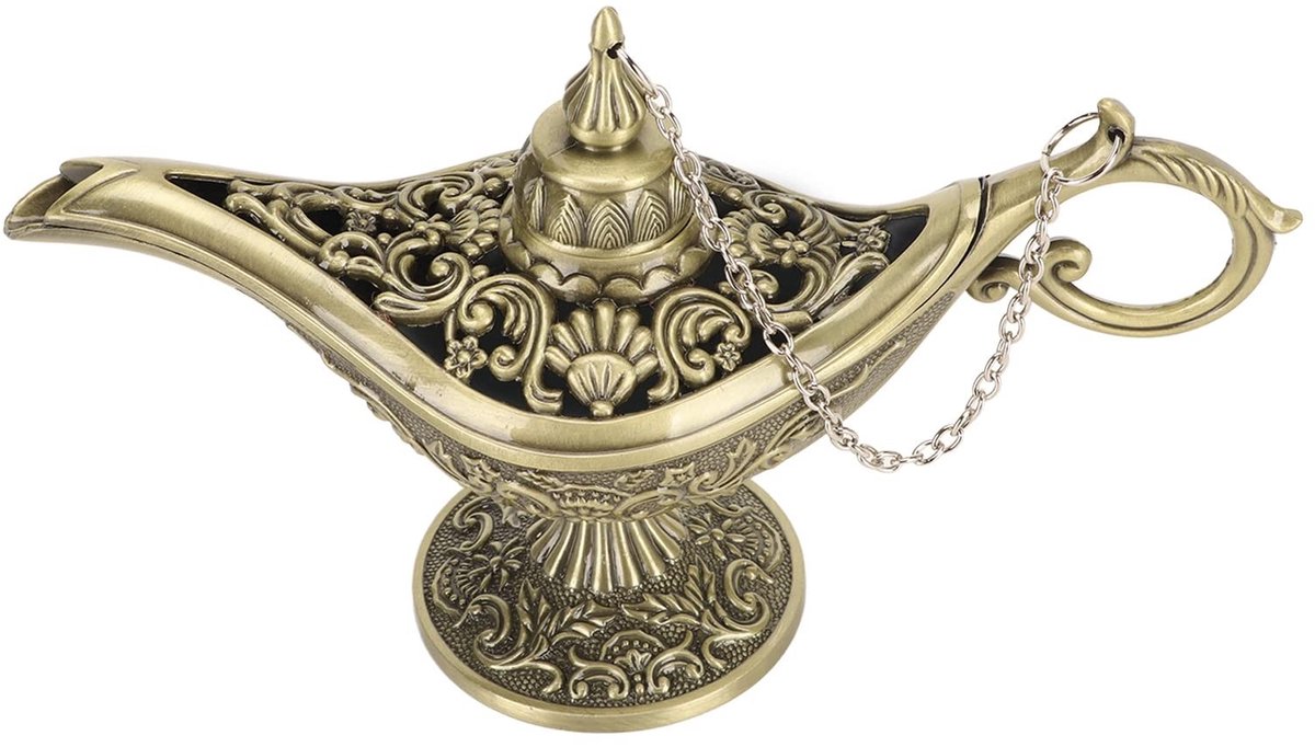 Dailygoods- Wierookhouder Retro Aladdin Lamp - Bronzen Decoratie - Arabische Verzamelobjec