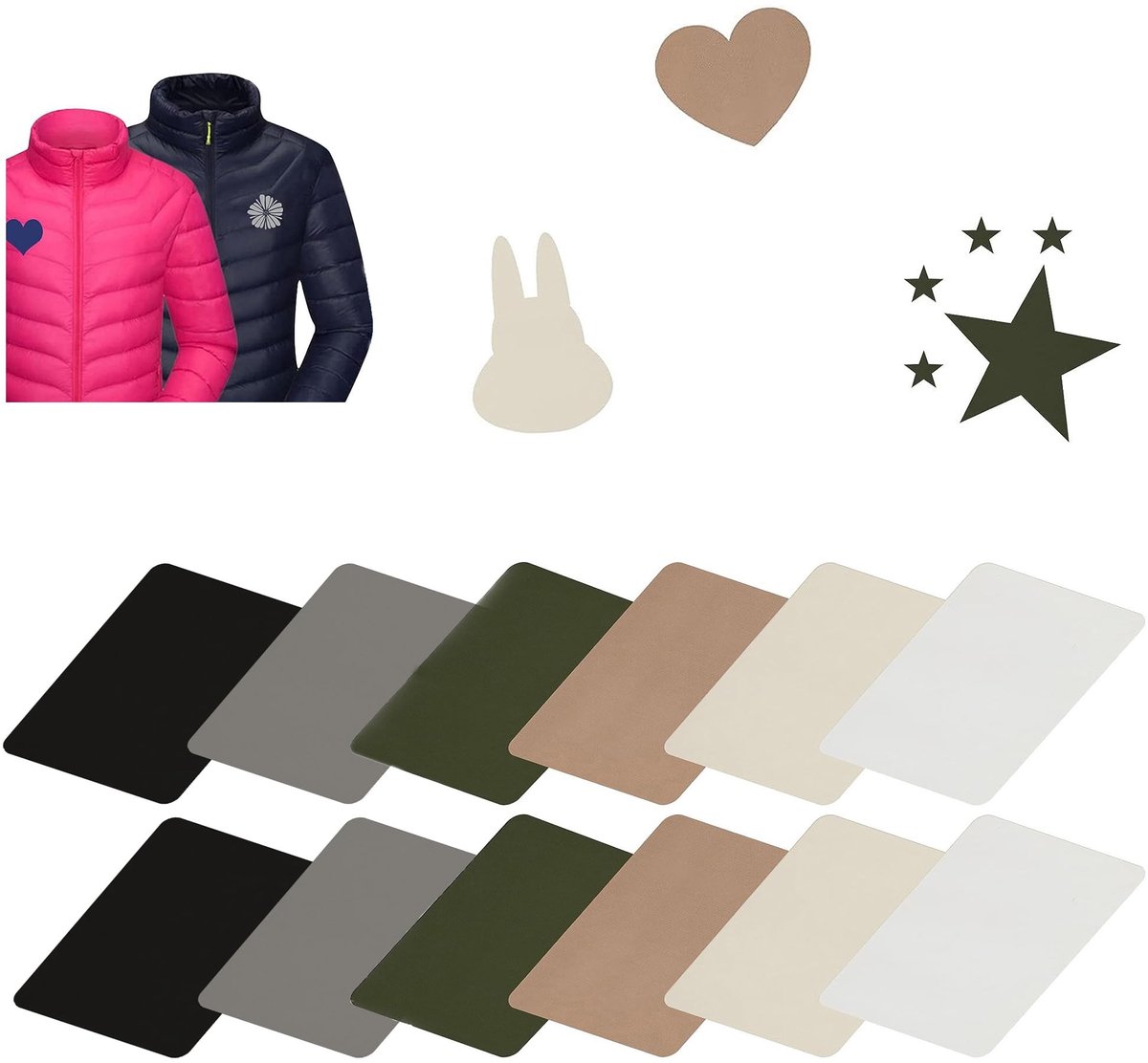 Dailygoods- Reparatiepatches Zelfklevend - Waterdicht - Nylon Stickers - Donsjack/Gordijnen - 12 Stuks - Duurzaam Polyester - Reparatiestickers