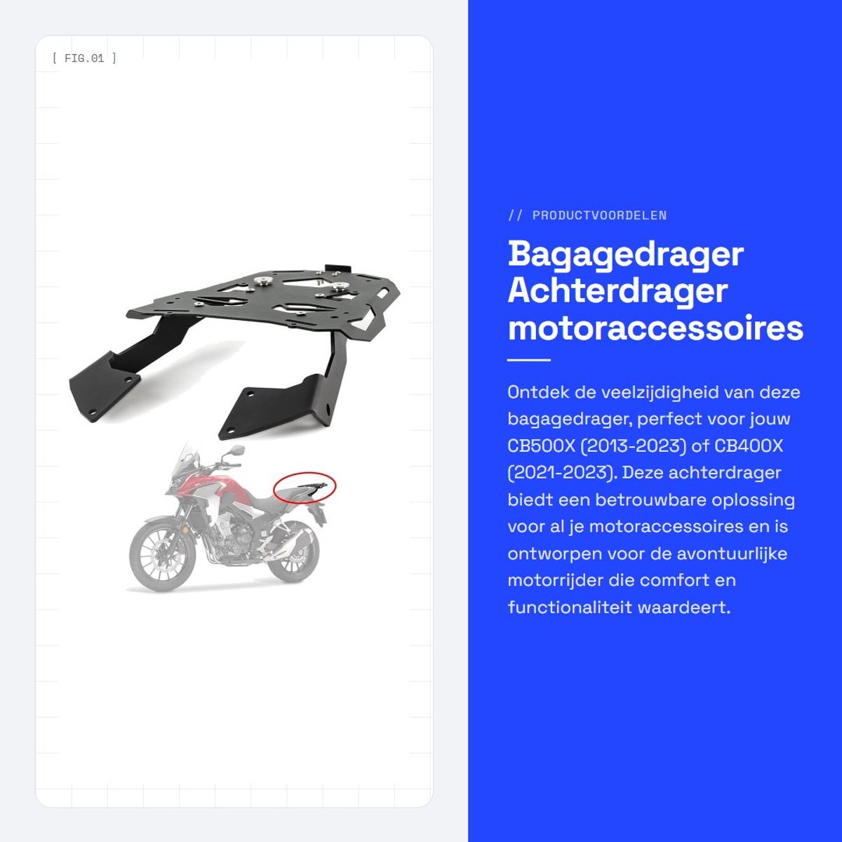 Dailygoods- Bagagedrager 100% gloednieuw - Achterdrager - Motoraccessoires - Hoogwaardig ijzer - Eenvoudig te installeren - Zwart - Motorsteun