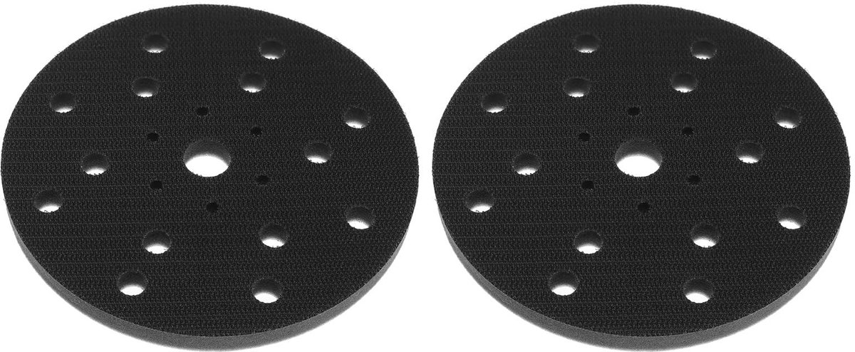 Dailygoods- Schuurpad 150mm - Set van 2 - Zachte spons - 21 gaten - Voor schuurmachines - Stofvrij ontwerp - Verstelbare dikte 12mm - Schuuraccessoire