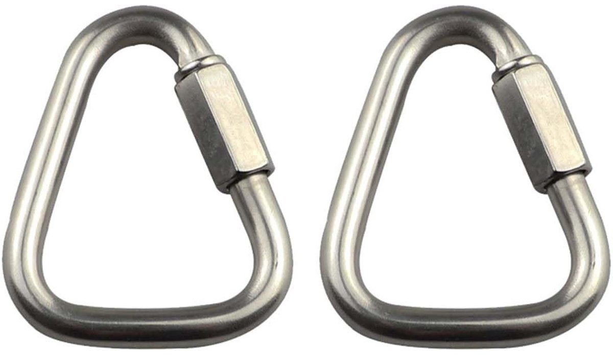 Dailygoods - Roestvrijstalen Karabijnhaak - 2 Stuks Driehoekige Snelsluiting voor Outdoor Activiteiten