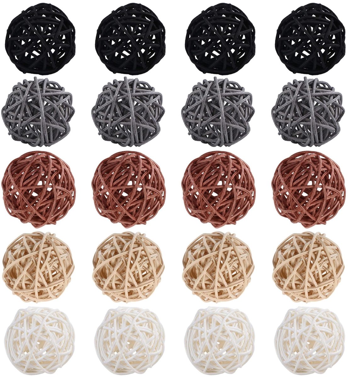 Dailygoods- Rotan Ballen 20 Stuks - Natuurlijke Rieten Ballen - Decoratieve Ballen - Lichtgewicht - Handgeweven - 3 cm