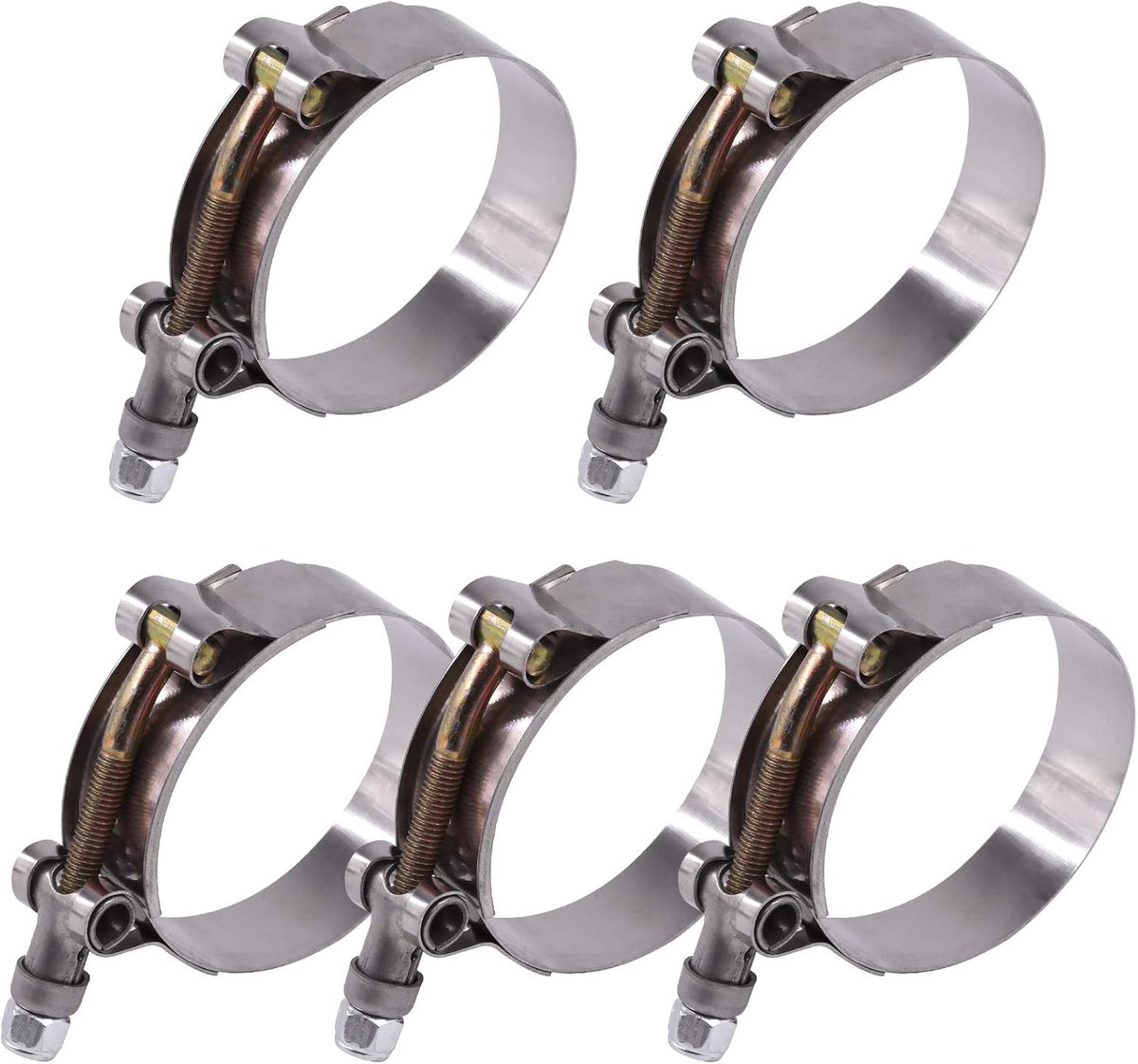 5Pcs 57-65Mm Rvs T-Bout Slangklemmen Turbo Inlaat Zachte Slang Intercooler Klemmen
