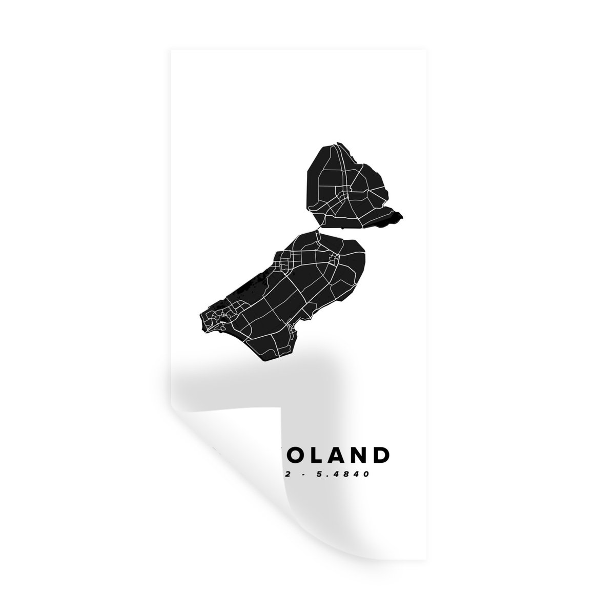 Muurstickers - Sticker Folie - Flevoland - Nederland - Kaart - Wit - 60x120 cm - Plakfolie