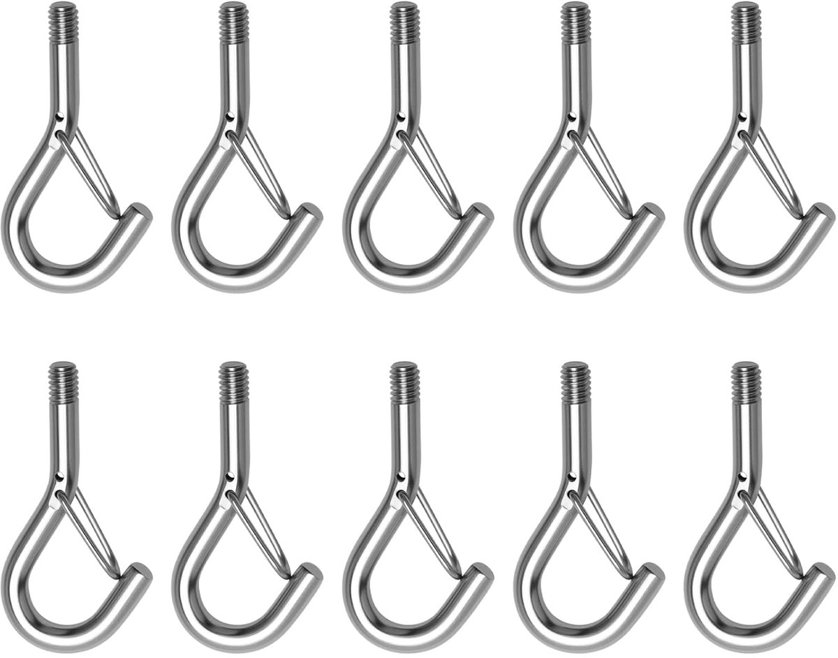 Haken met veergesp, ooghaken voor koppelingscomponenten, 10 stuks