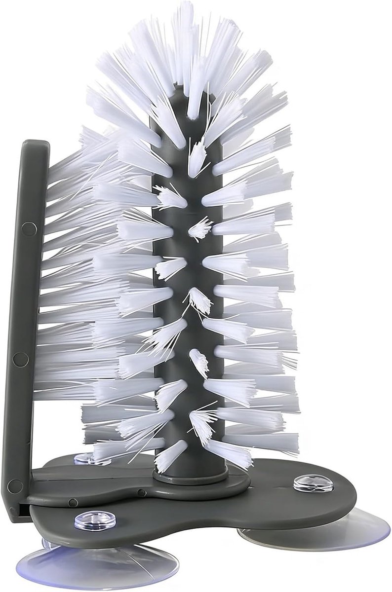 Glasborstel Afwasborstel, glazen borstel van nylon met zuignap, glasreiniger voor keuken, bar, spoelbak, reinigingsgereedschap, borstel voor flessen en glazen bekers