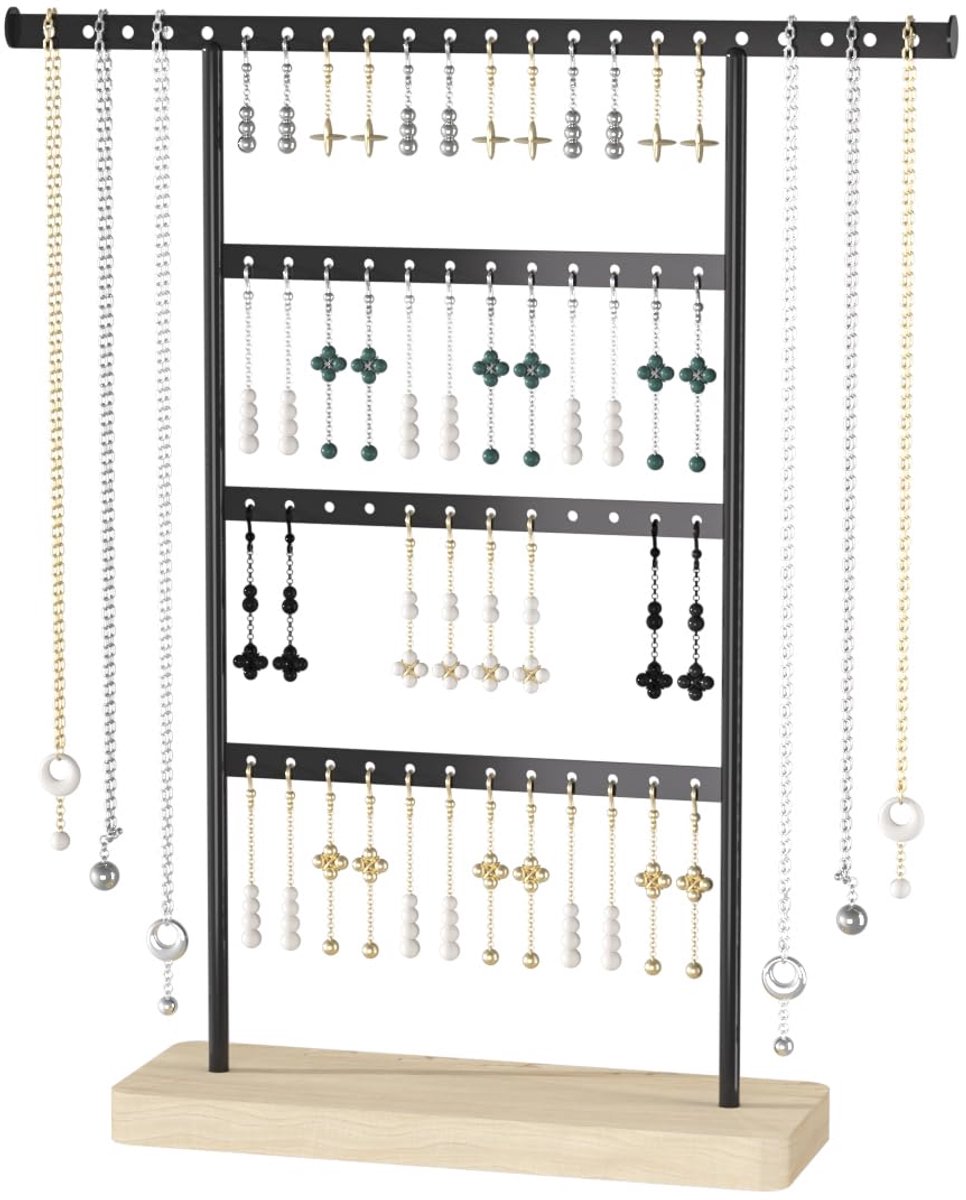 Justsoso Oorbelhouder standaard, Oorbel Organizer Standaard, Metalen Oorbel Display Standaard, Ketting Armband Oorbellen Sieraden Organizer Standrek voor Thuisgebruik of Winkelverkoop (58 Gat