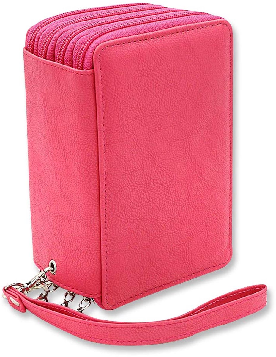 Grote Capaciteit Vierkante Vouwen Canvas Gordijn Pen Case Serie, C72#Rose Rood, 72 Slots, Modern design