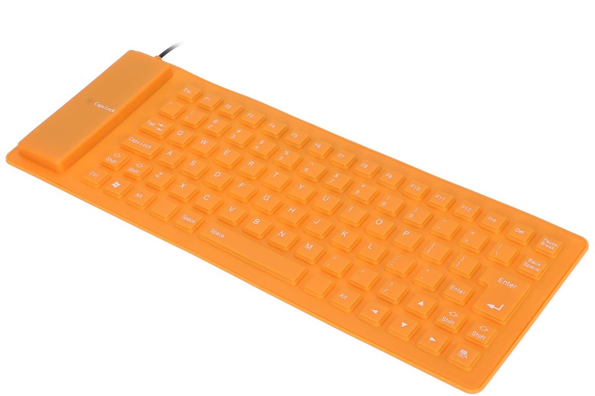 Dailygoods - Flexibel Siliconen Toetsenbord - Waterdicht Toetsenbord - Opvouwbaar Draagbaar - Oranje - Stofdicht en Stil - Geschikt voor PC en Laptop