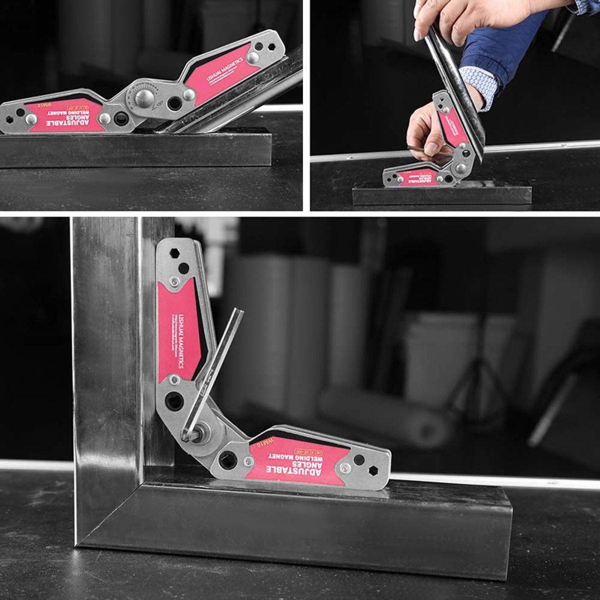 Dailygoods - Lasmagneet - Verstelbare hoeklassenhouder - Sterk magnetisch oppervlak - 20 tot 200 graden - Lasgereedschap - Geschikt voor bouw en hardware