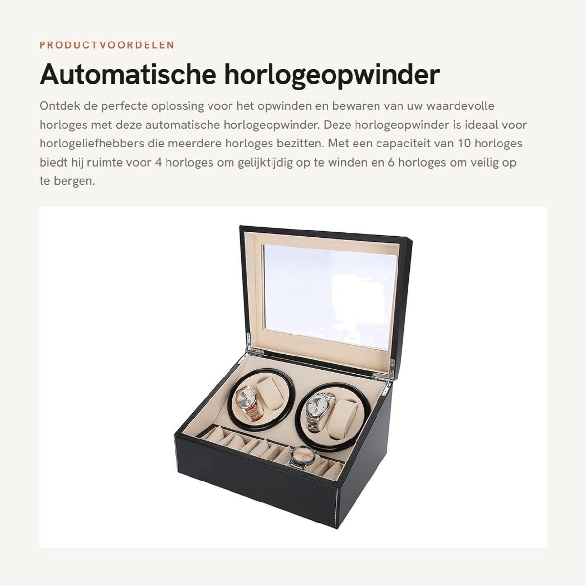 Dailygoods- Horlogeopwinder Automatisch - Horloge Houder - Draaibaar - 10 Horloges - Stille Motor - Antimagnetisch Koperwerk - Horlogehouder