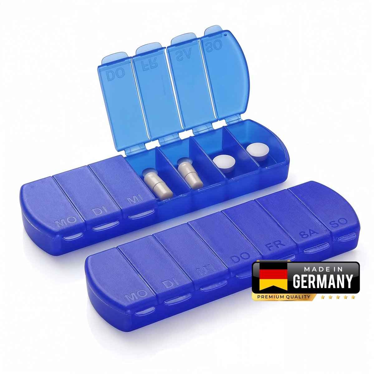 Dailygoods- Pillendoosje Klein - Pillendoos 7 Dagen - Medicatiedoosje - Voedselveilige Kunststof - 2 Stuks - Transparante Look - Medicijnendoosje