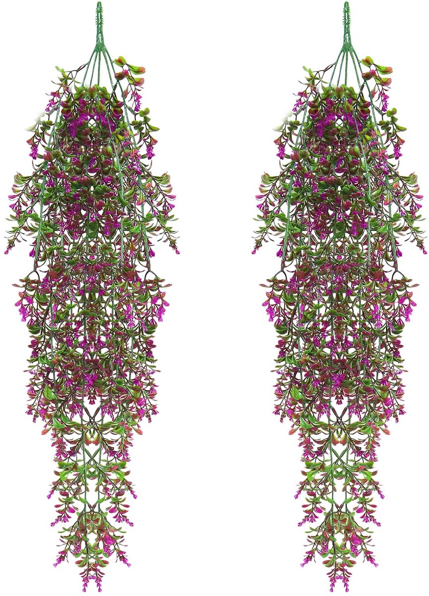Kunstplanten, 2 stuks, hangende kunststof, hangplant, 70 cm, kunstplanten, hangende plastic planten, hangende kunstbloemen voor kantoor, wanddecoratie, tuin (lotuskleur)
