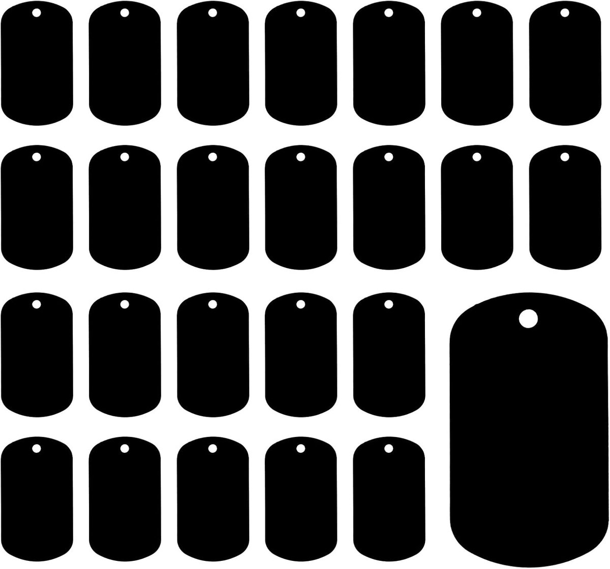 25x Zwarte Aluminium Graveerbare Labels - Hondenpenningen en Sleutelhangers | DIY Gravure Plaatjes