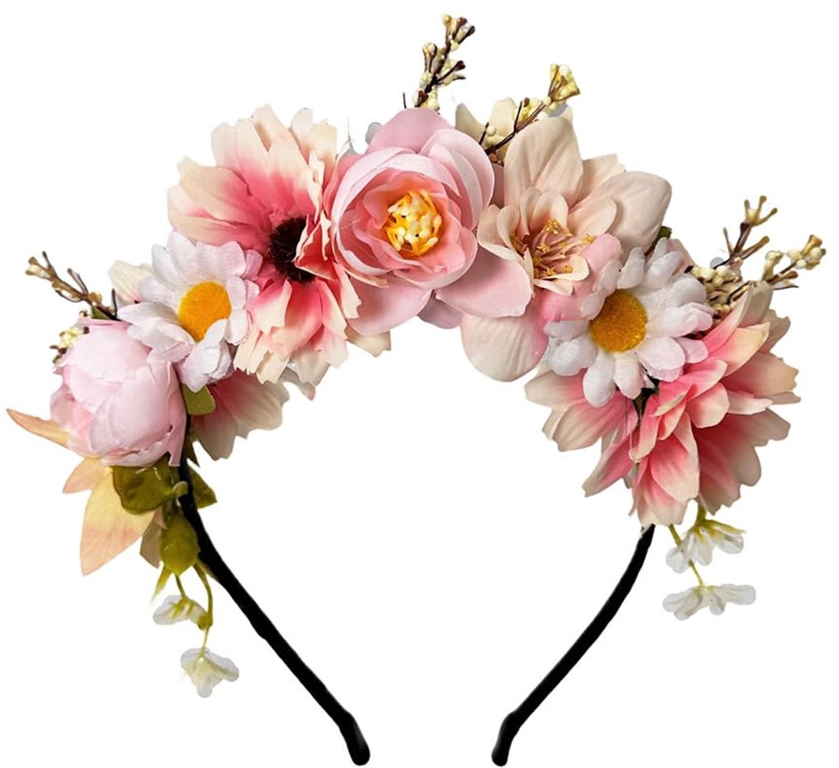 dirndl, bloemen, dames en meisjes, bloemen, haarband, elegante bloemenhaarband, kunstbloemen, kunstbloemen, hoofdband voor bruiloft, bruid, roze