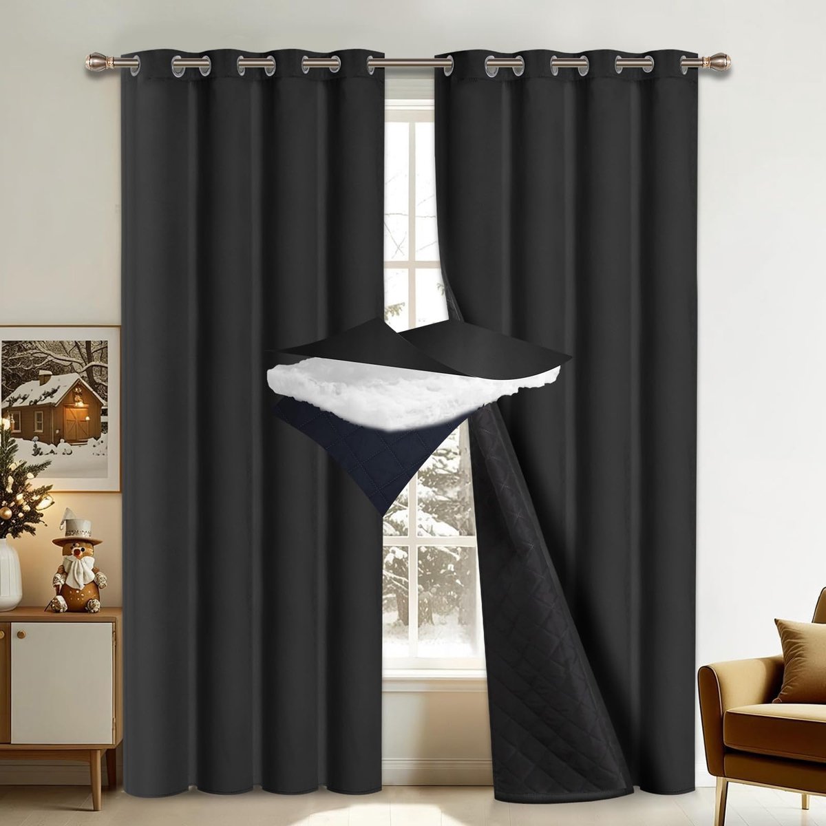 Gordijnen velours paneelgordijnen 2-delig, H 244 x B 132 cm, zwart
